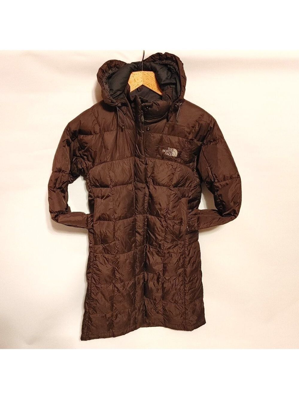 The North Face LONG 600 Puffer Goose Down Jacket Brown with Detachable Hood S